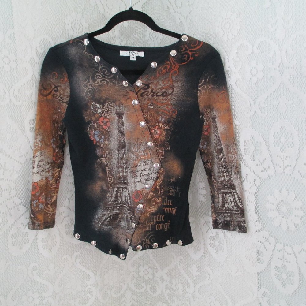 Paris IQ Graphic 3 quarter length  Sleeve Shirt